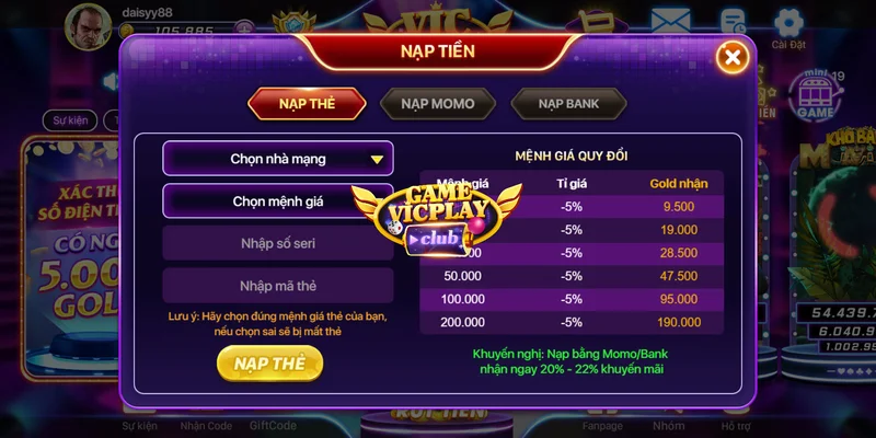 gửi tiền Vicplay